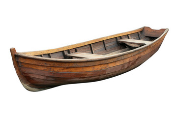 a wooden boat. showcasing a traditional design with a long. narrow shape and a smooth finish the boat appears handcrafted. emphasizing its rustic charm and functionality for transportation or leisure