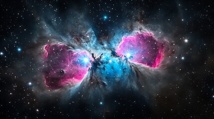 Cosmic Nebula: Vibrant Pink and Blue Celestial Cloudscape AI Generated