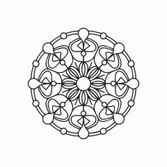 Hand-Drawn Floral Mandala Line Art – Printable Coloring Design