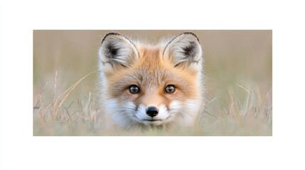 Obraz premium Baby Fox Portrait in Grassy Meadow. Possible Use Nature Photography