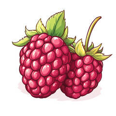 vector illustration of a raspberry with leaf