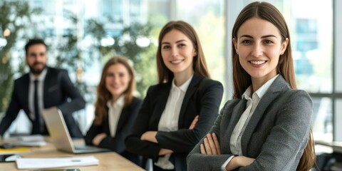 Obraz premium Fair distribution of leadership roles among employees â€“ A company with an equal number of men and women in management