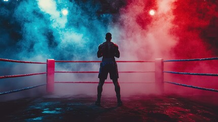 Boxer in ring, dramatic lighting