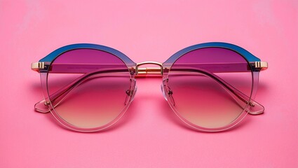 Chic gradient sunglasses set against vibrant pink background