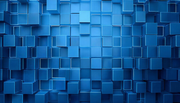 抽象的な青い幾何学的形状。青い正方形のレイアウト背景。Abstract blue geometric shapes.Blue square layout background.