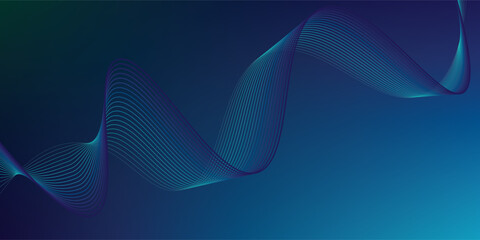 innovation wave line background with smooth shape. Beautiful waving line in blue background color.