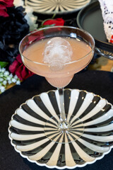 Grapefruit margarita on a black plate