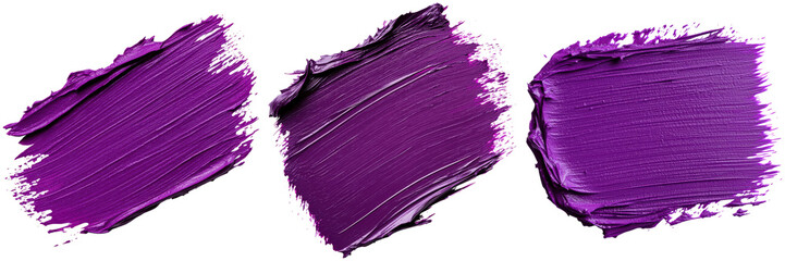 Three purple paint strokes on a white background. Perfect for adding a touch of color to your designs.