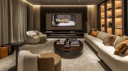 Fototapeta premium Luxury Home Theater Room Design: Elegant and Modern Interior