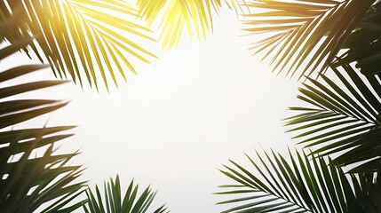 Obraz premium Bright Sunlight Through Lush Green Palm Leaves