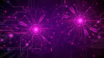 Obraz premium Fractal inspired technological design in dark purple red tones with glowing digital elements, evoking a high tech, space like