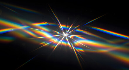 Abstract interference pattern with light refractions and rainbow distortions