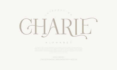 Charle typography beauty fashion elegant minimalist serif italic fonts decorative wedding vintage retro logos. Minimal luxury font alphabet logo. Vector illustration