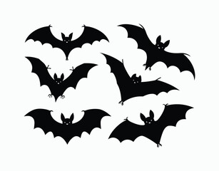 Fototapeta premium Spooky Bat Flying Silhouette Collection Isolated Template