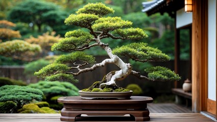 Serenity in nature captured through bonsai photography
