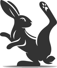 Rabbit kicking its legs back playfully animal vector silhouette