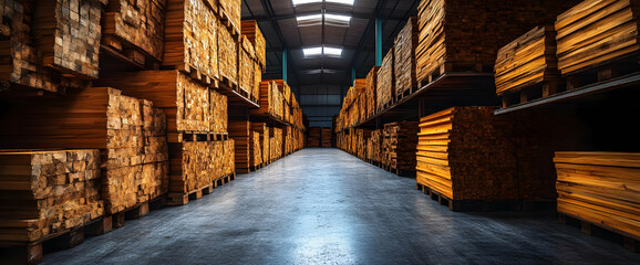 Interior Of A Wood Storage Warehouse