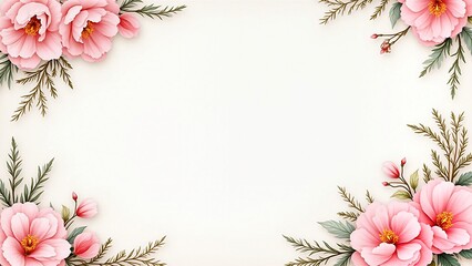 Fototapeta premium Elegant Pink Floral Frame with Copy Space for Wedding Invitations, Greeting Cards, or Announcements