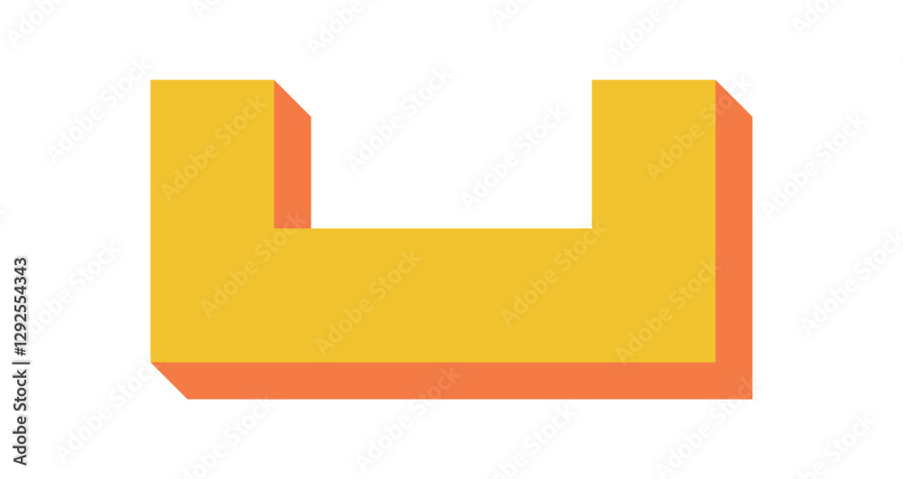 Wall mural bold abstract shape icon. modern flat symbol with a minimal form. a geometric element with shadow, r