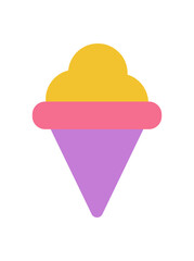 Brutalist ice cream cone icon. Abstract shape of a flat cone with a smooth top element. Y2K aesthetic, modern brutalism, versatile for playful designs and trendy applications.