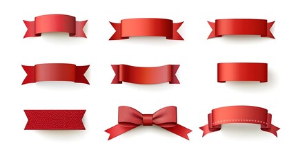 Red ribbons & bow, design elements