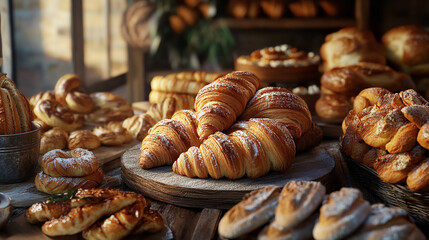 Table setup with fresh croissants