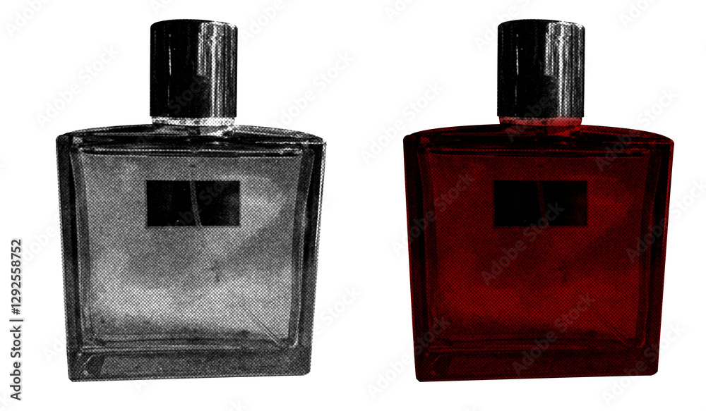 Fototapete glass perfume bottle in halftone style illustration with a transparent background. bold color and a 