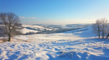 Obraz premium Winter Landscape Valley Sunlight