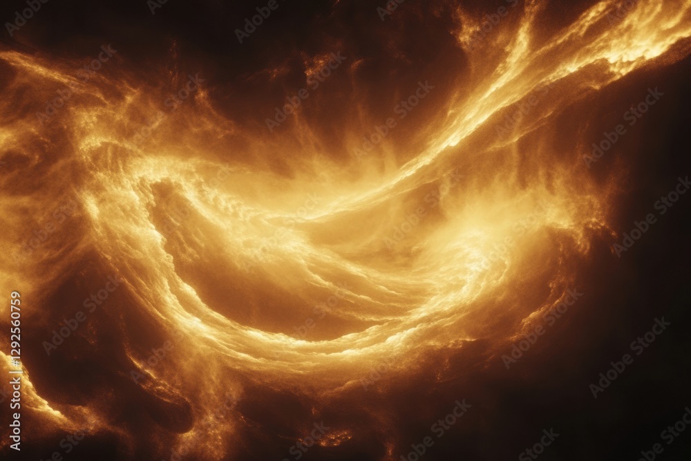 Poster glowing energy flows in dark space with vibrant gas swirls and abstract patterns. generative ai