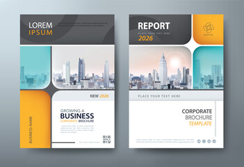 Green and orange annual report brochure flyer, Leaflet presentation, book cover templates, layout in A4 size
