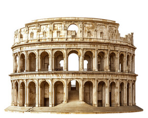 Obraz na płótnie Canvas Ancient amphitheater showcasing architectural beauty and historical significance. This iconic structure features grand arches and intricate details, reflecting its rich history