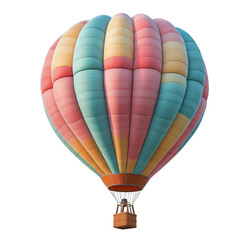 Fluffy 3D Cartoon Hot Air Balloon Isolated on Transparent Background
