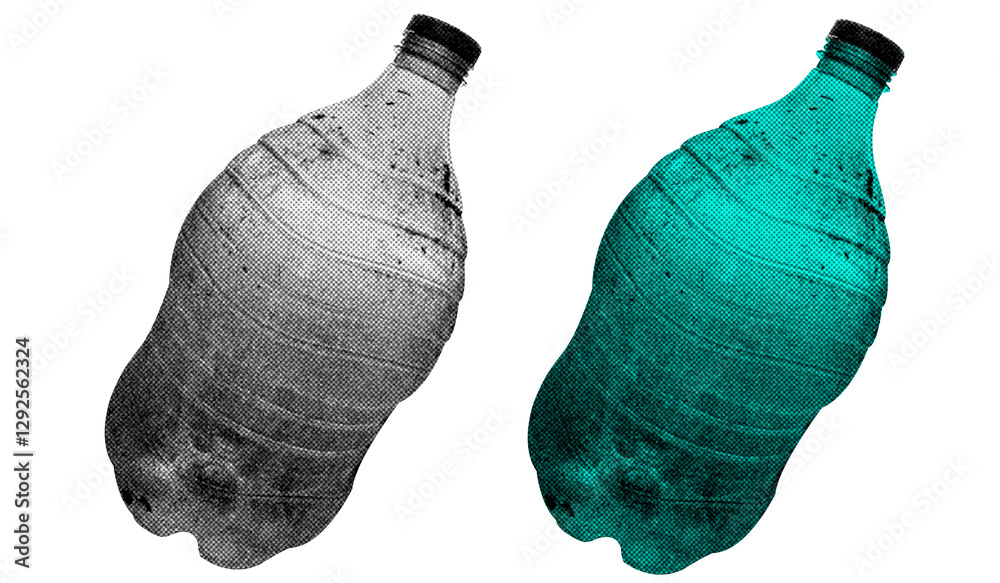 Fototapete plastic gallon in halftone style illustration with a transparent background. bold color and a retro,