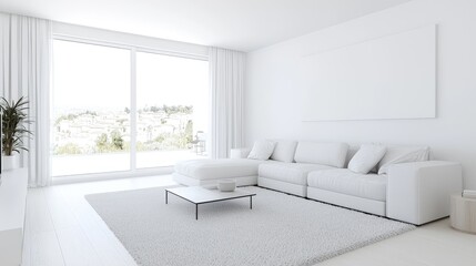 Fototapeta premium Modern White Living Room Interior View