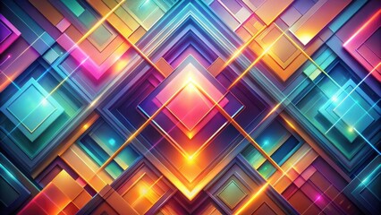 Abstract Geometric Composition Featuring Vibrant Hues and Intersecting Lines of Light