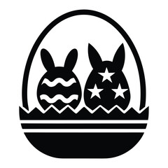 easter bunny with eggs in a basket