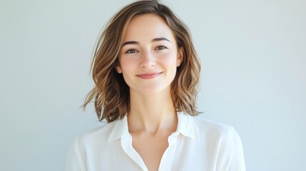 Woman smiling, portrait, studio shot, possible use for business or personal use