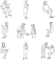 Hospital activities line art