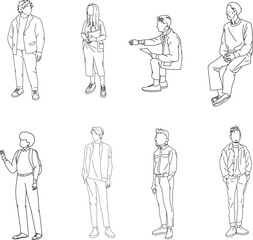 School activities line art