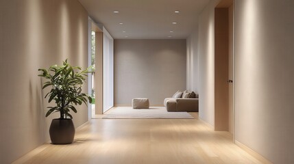 Fototapeta premium Simple and clean interior decoration, chairs and vases