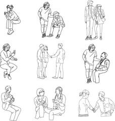 Daily life routine line art