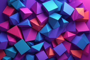 a close up of a bunch of colorful cubes on a purple background
