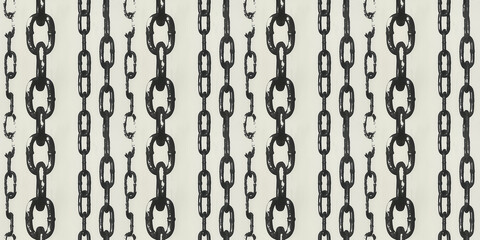 Rustic metal chains on wall background displaying various sizes and textures