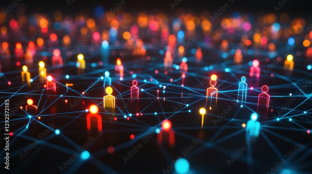 Aufkleber colorful 3d avatars interconnected by bright network lines showcasing social media interaction in a 