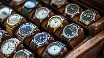 Watches Displayed in Wooden Box