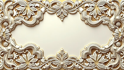 Victorian lace pattern with elaborate scalloped border on cream background for wedding invitations, vintage-inspired stationery, elegant certificates, digital scrapbooking and heritage-themed designs.