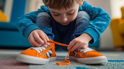 Toddler Learning to Tie Shoelaces, Child Development Milestone