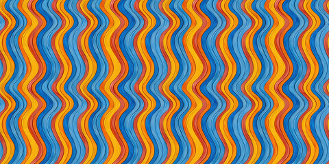 Abstract colorful wave pattern with orange, blue, and yellow curves