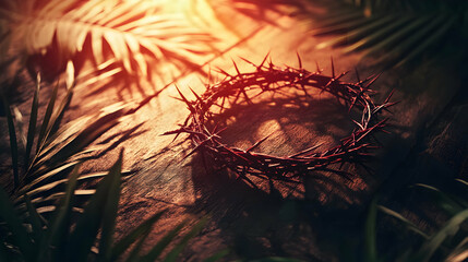 Crown of Thorns and Palm Leaves, A Somber Reflection on Sacrifice and Redemption