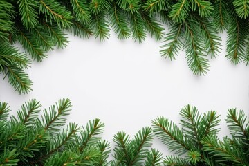 a close up of a pine tree branch with a white background